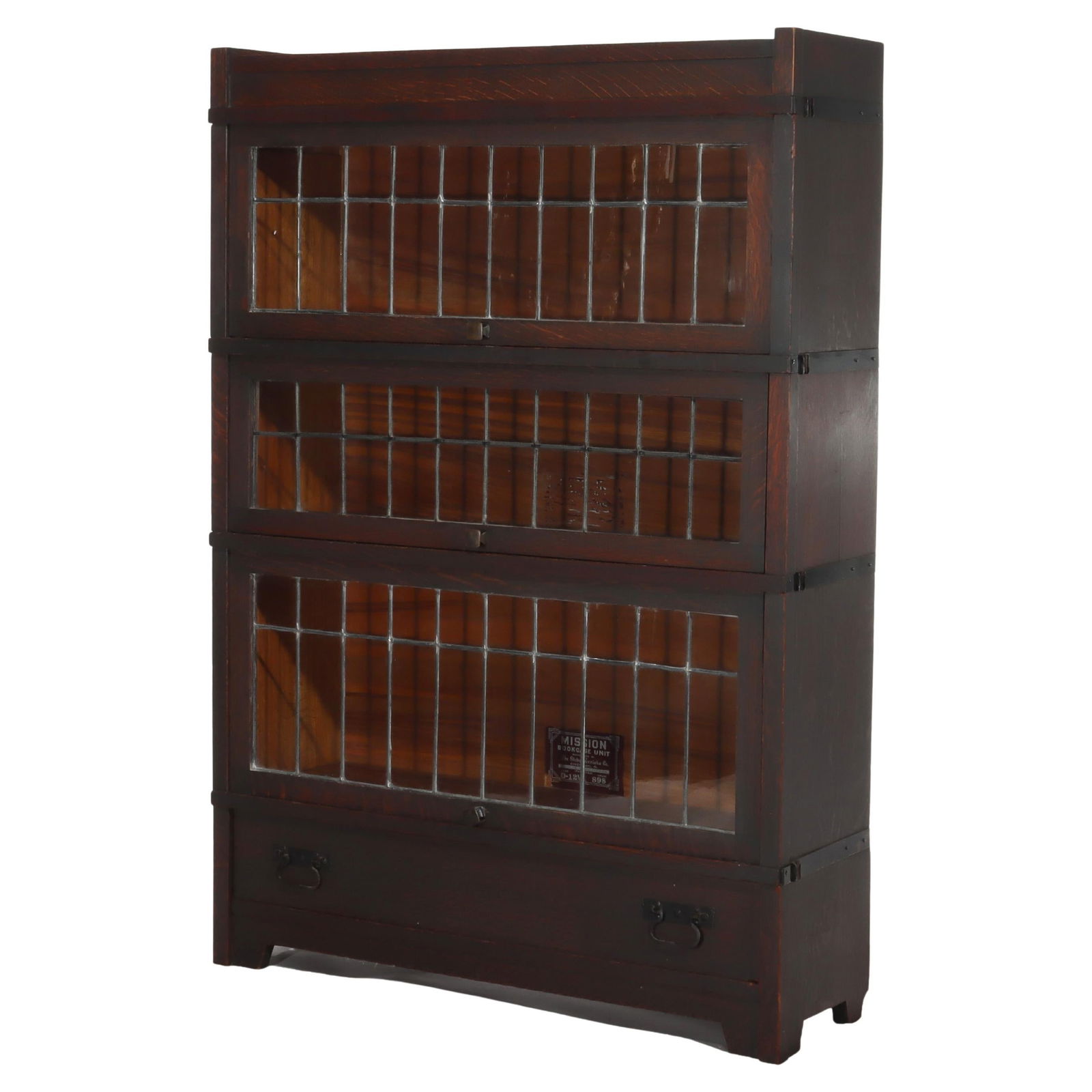 Mission Oak Barrister Bookcase with Three Stacks and Drawer by Globe Wernicke c1920 (1 of 10)