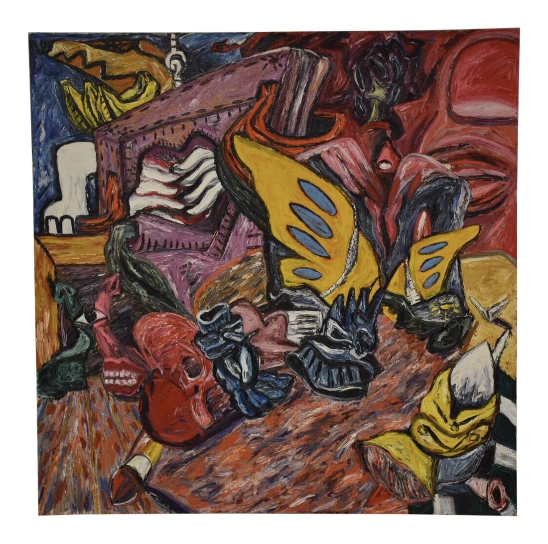 Atura Between Two Nights Large Abstract Oil Painting 70.5" Red: Atura Between Two Nights Large Abstract Oil Painting 70.5" Red This stunning large original abstract impressionist painting, titled "Between two Nights," measures 70.5" square and features vibrant col