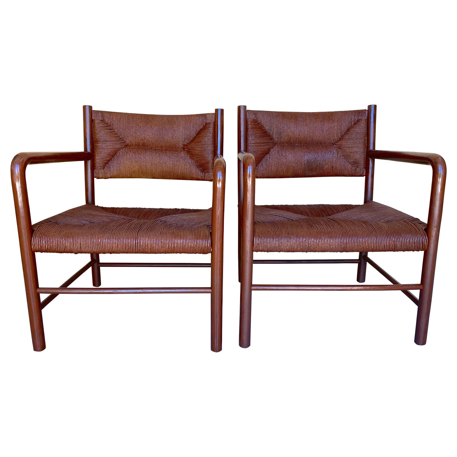 Emanuele Rambaldi 1940s Modernist Brown Lacquered Armchairs Set of 2 (1 of 12)