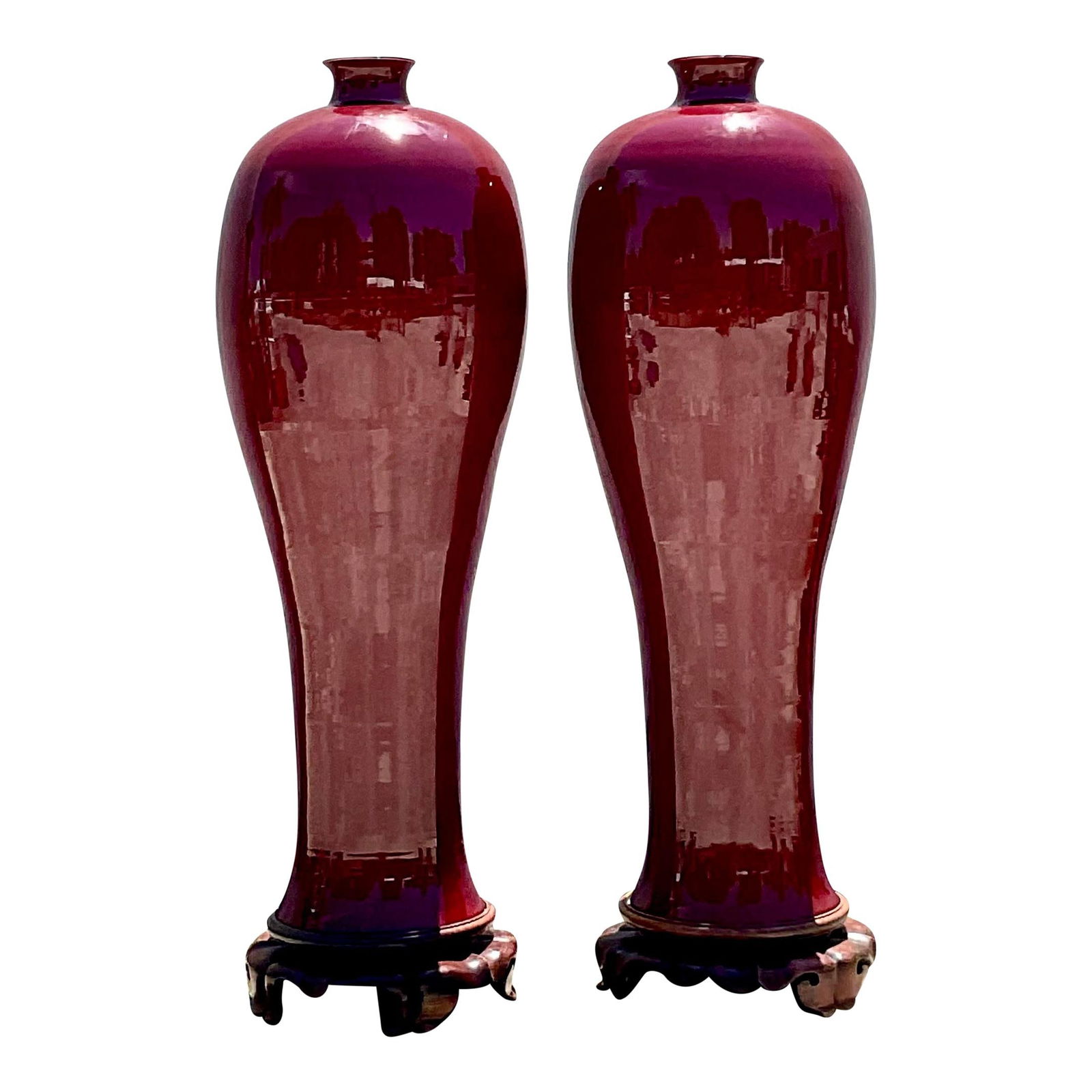 Monumental Pair of Vintage Boho Sang De Bouf Ceramic Vases (1 of 6)