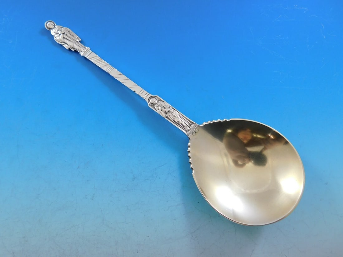 Gorham Apostles Sterling Silver Berry Spoon Gold-Washed 9 1/8 Inch (1 of 5)
