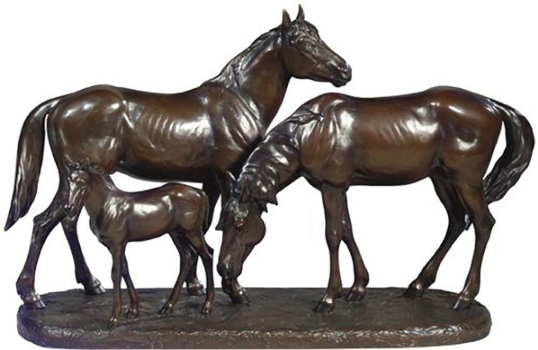 Remington Horse Family Sculpture Rich Chocolate Lodge Style (1 of 1)