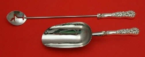 Dominick & Haff Rococo Sterling Silver Bar Serving Set 2pc: Dominick & Haff Rococo Sterling Silver Bar Serving Set 2pc This exquisite Rococo Bar Serving Set by Dominick and Haff features a stunning design that embodies the elegance of the Rococo style. Crafted