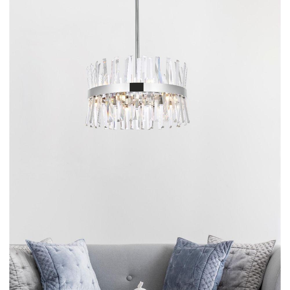 Serephina 20 Inch Chrome Crystal Chandelier 10 Light Modern Pendant Ceiling Fixture: Serephina 20 Inch Chrome Crystal Chandelier 10 Light Modern Pendant Ceiling Fixture This modern style chandelier features a chrome-plated finish and is designed with high-quality clear royal cut cryst