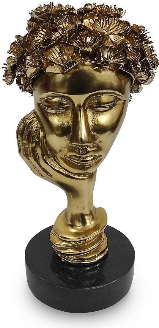 Art Nouveau Bronze Sculpture Floral Design Marble Base 17.5" (1 of 1)