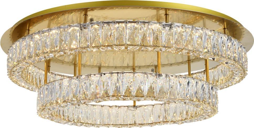 Elegant Lighting Monroe Gold Crystal Flush Mount Ceiling Light: Elegant Lighting Monroe Gold Crystal Flush Mount Ceiling Light Illuminate your space with this stunning Gold Crystal Flush Mount Light Fixture from the Monroe collection. Crafted from metal and adorne