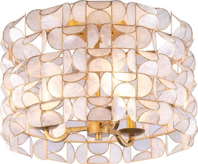 Kalco Crescent Oxidized Gold Leaf Flush Mount Light 11H 17W 17D: Kalco Crescent Oxidized Gold Leaf Flush Mount Light 11H 17W 17D Illuminate your space with the stunning Oxidized Gold Leaf Crescent Light Fixture, a beautifully crafted flush mount lighting piece that