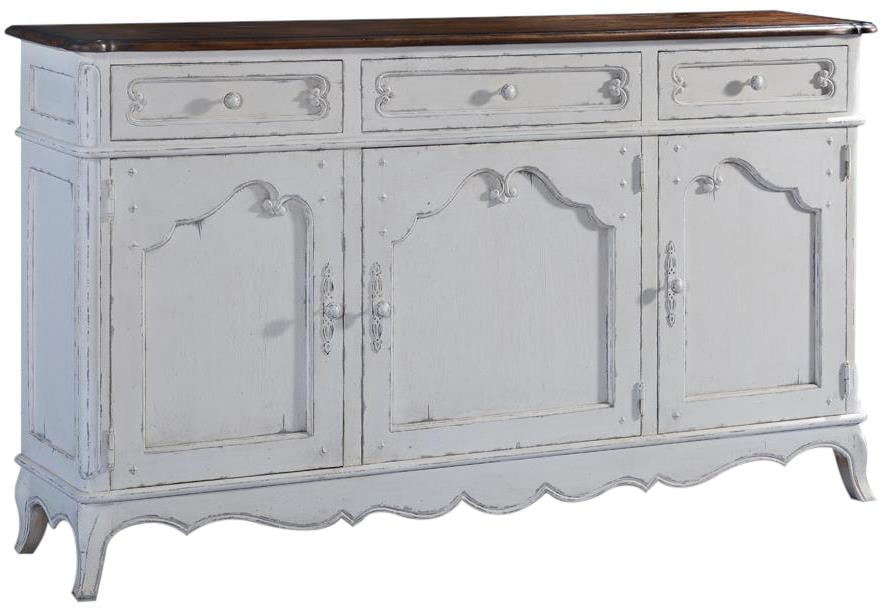 French Provincial White Sideboard with Scalloped Doors (1 of 1)
