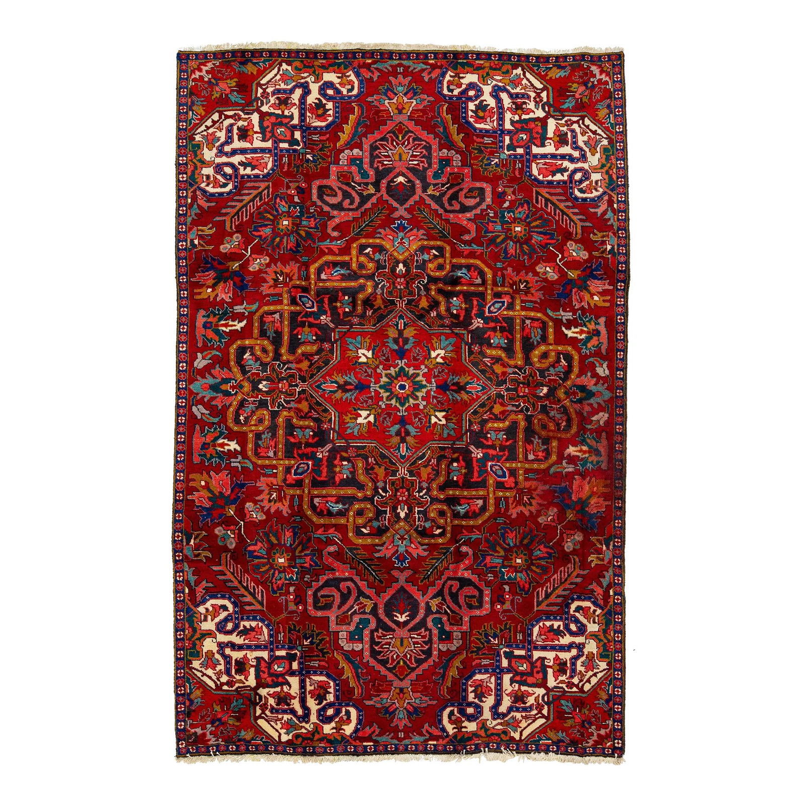 Red Vintage Heriz Hand-Knotted Wool Rug 6'2'' x 9'7'' Medallion Design (1 of 8)