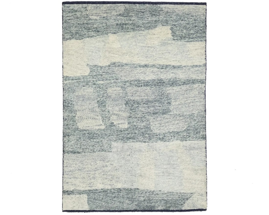 Hand-Knotted Modern Wool Area Rug 4' x 6' Cream Abstract Design (1 of 13)