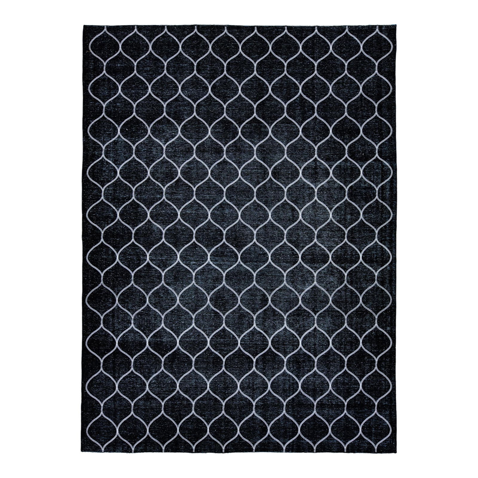 Modern Black Wool Rug with Geometric Trellis Design 9'5 x 13'3 (1 of 10)