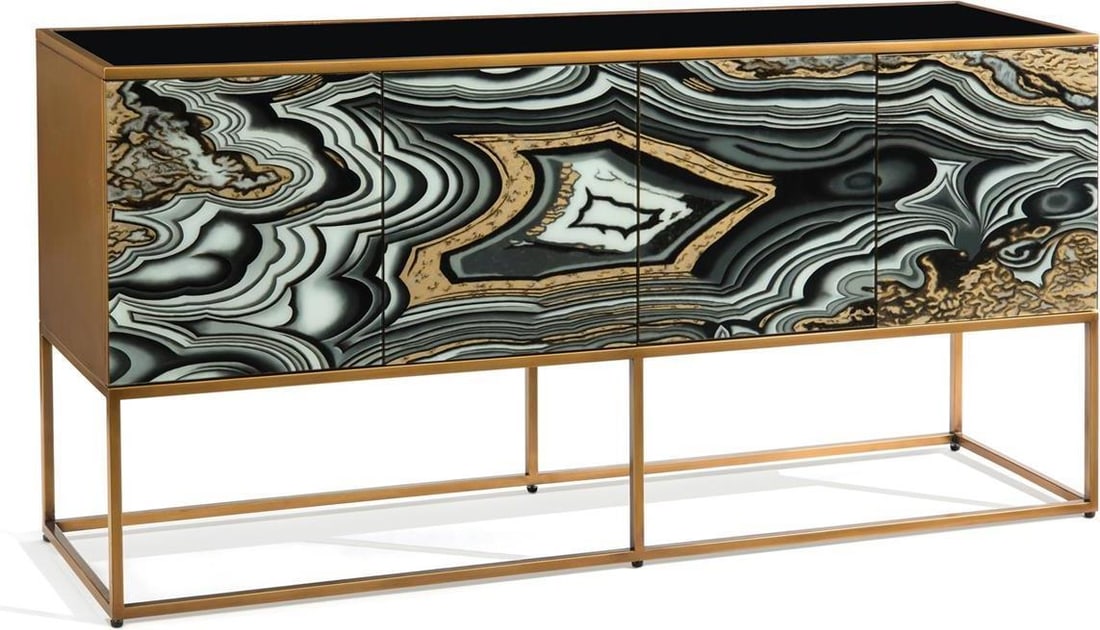 John-Richard Hand-Painted Hunting Storage Cabinet with Four Doors (1 of 4)