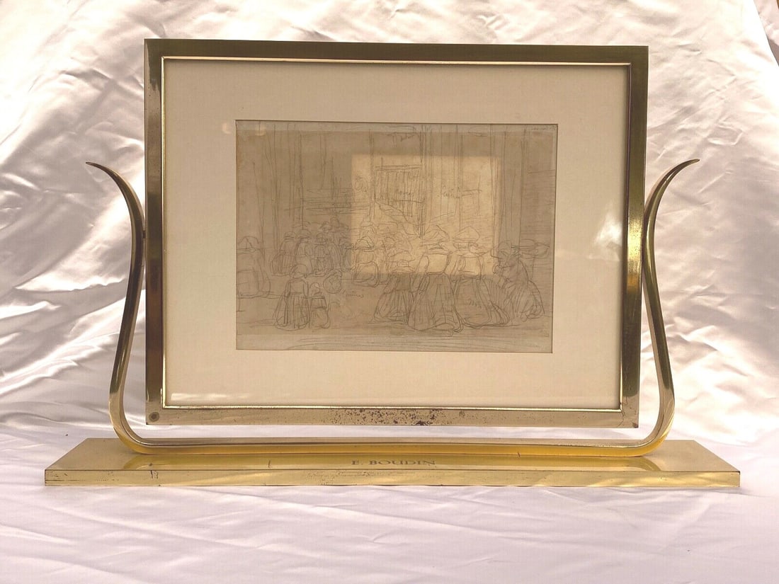 Eugene Louis Boudin Double-Sided Drawing 1854-1898 Realism Art: Eugene Louis Boudin Double-Sided Drawing 1854-1898 Realism Art This exquisite double-sided drawing, created by renowned French artist Eugene Louis Boudin (1824-1898), showcases his mastery in realism.