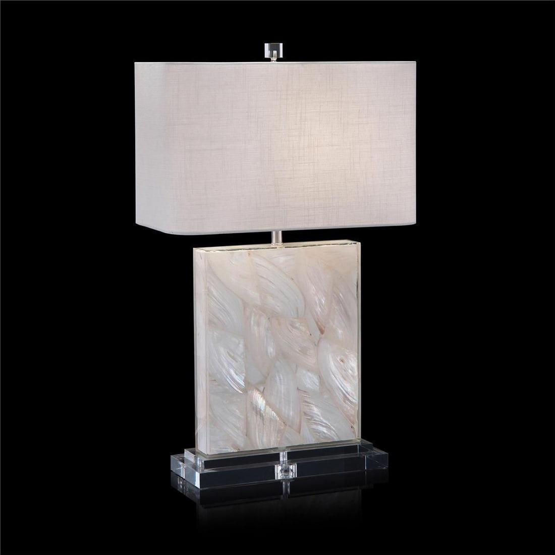 John-Richard Mother-of-Pearl Table Lamp Off-White Linen Shade UL-Listed (1 of 1)