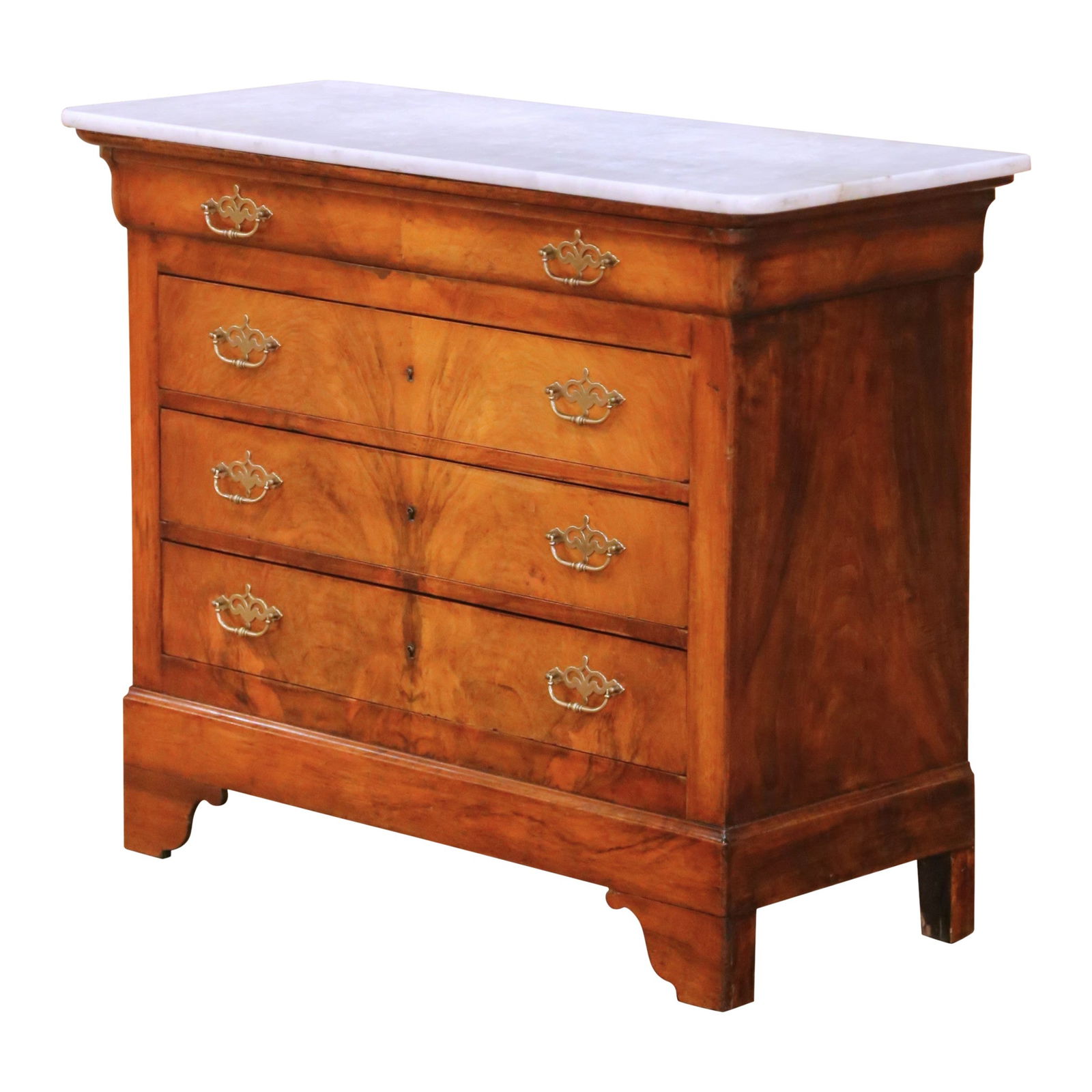 French Louis Philippe Walnut Chest with White Marble Top circa 1860 (1 of 11)