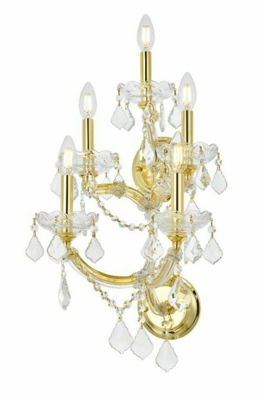 Maria Theresa 5-Light Gold Wall Sconce Crystal Fixture 29in (1 of 9)