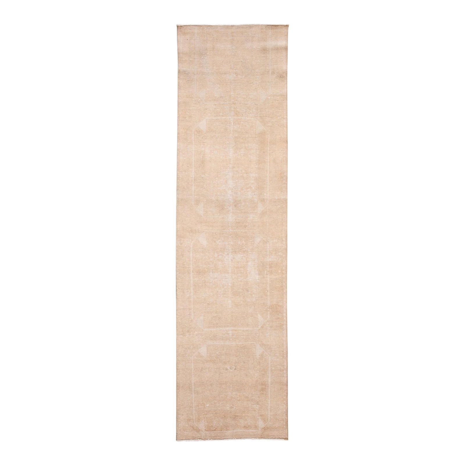 Vintage Turkish Hand-Knotted Wool Runner Beige Medallion 3'6 x 10'8: Vintage Turkish Hand-Knotted Wool Runner Beige Medallion 3'6 x 10'8 This exquisite vintage Turkish runner features a beautiful hand-knotted wool construction with a warm beige field. The design showca
