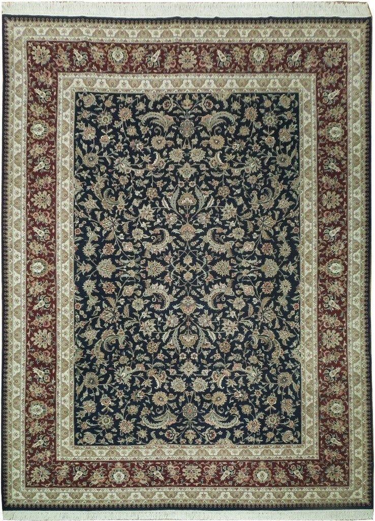 Luxurious 8.8 x 11.7 Black Wool & Silk Tabriz Rug Handmade in China (1 of 6)
