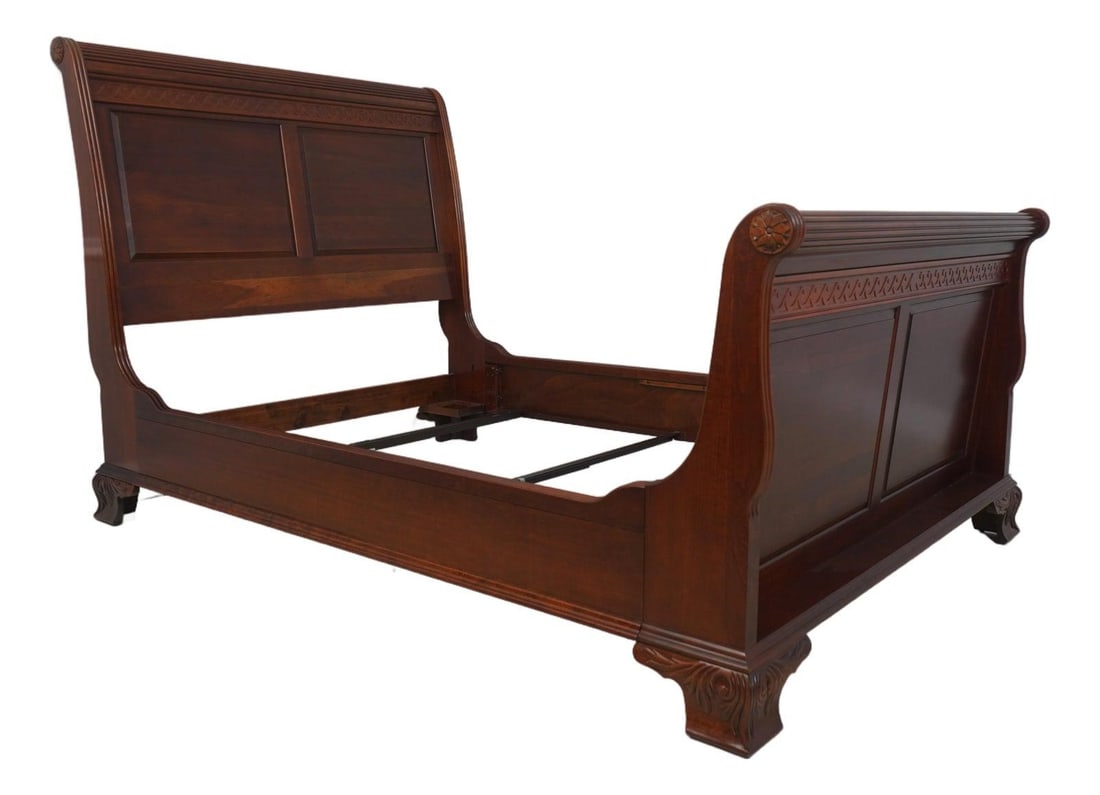 Cherry Wood Queen Sleigh Bed with Carved Details by Pennsylvania House (1 of 10)