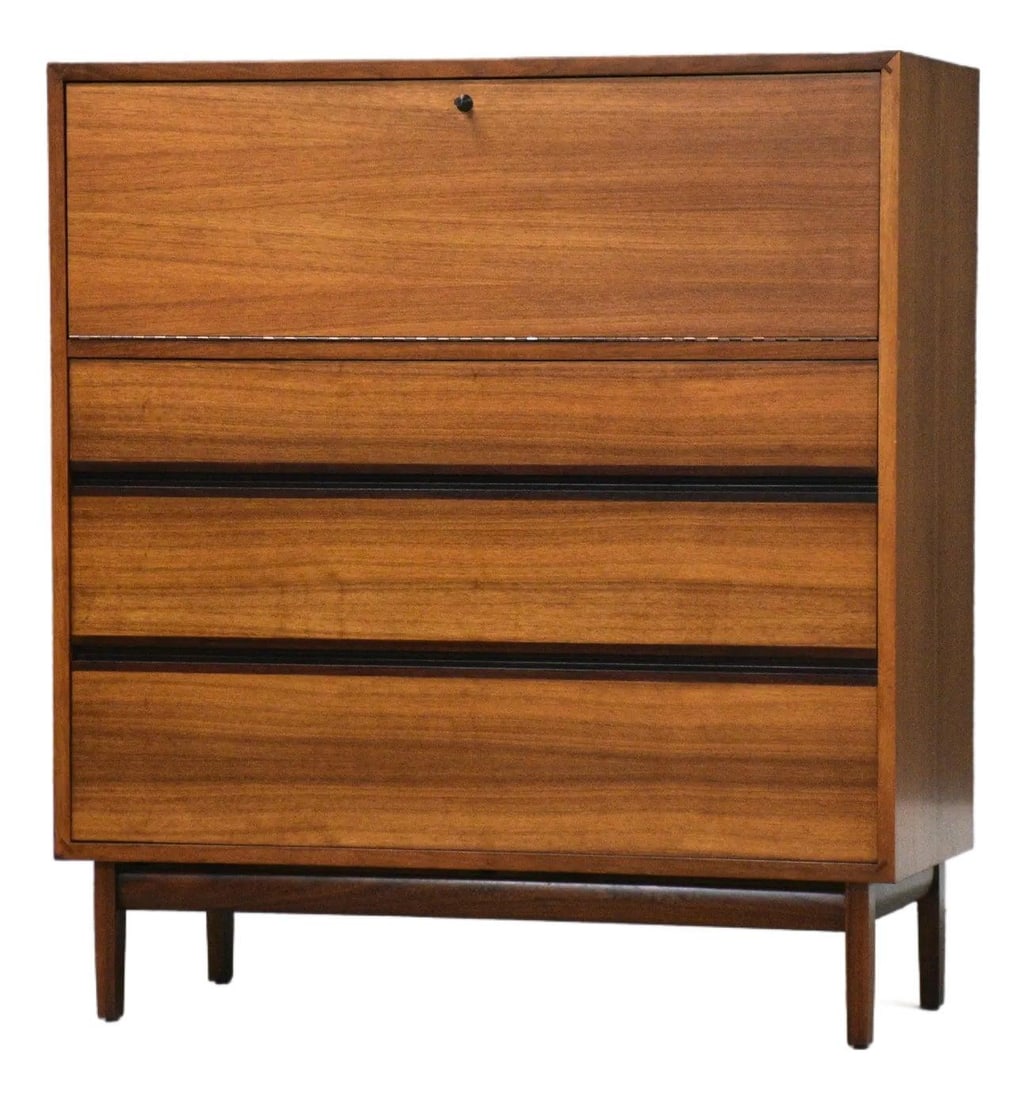 Mid Century Walnut Tall Chest Designed by Kipp Stewart Circa 1960s (1 of 9)