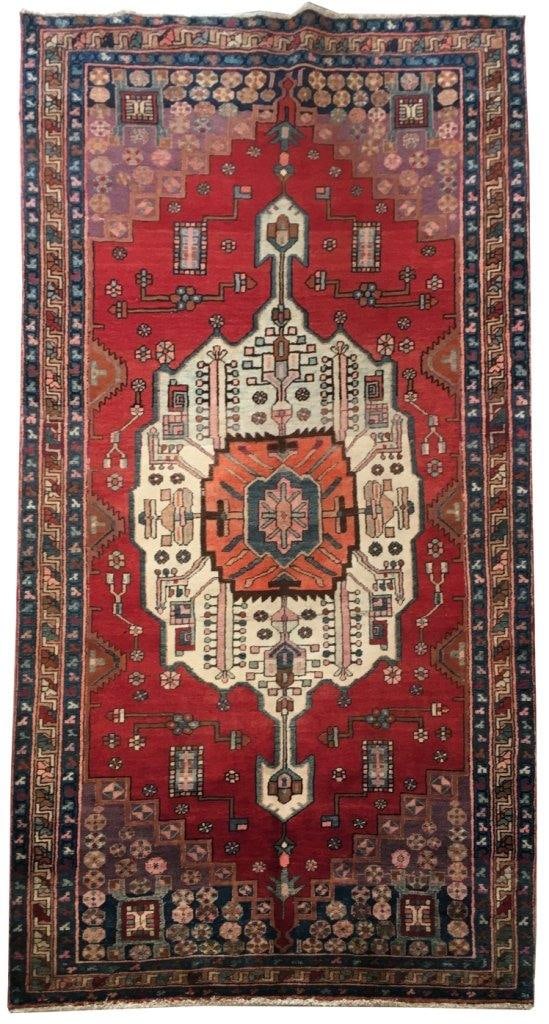 Handcrafted 5'7 x 10'8 Red Persian Hamadan Wool Rug (1 of 6)