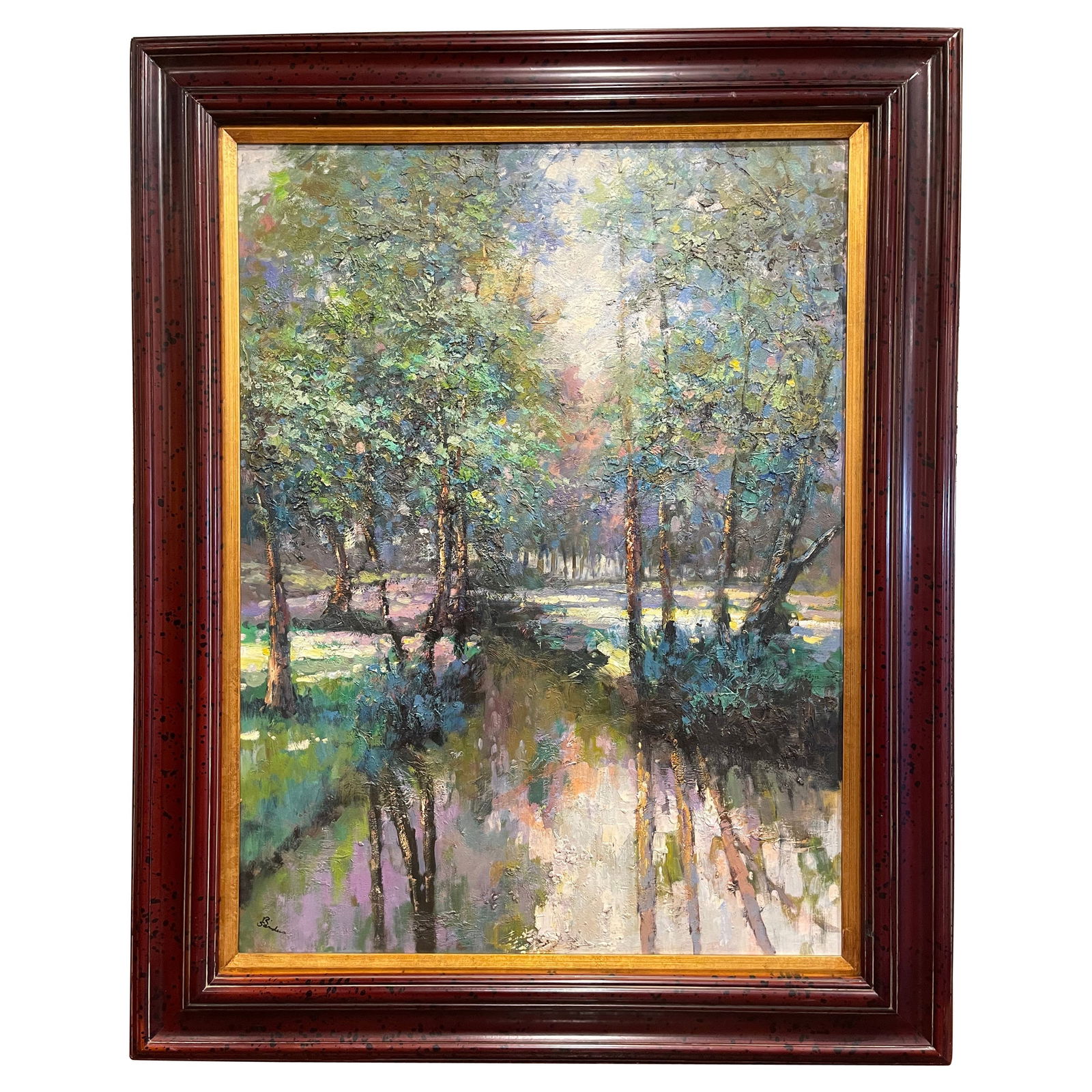 Late 20th Century Signed R. Sanders Framed Oil Landscape Painting 50.5x40.5 (1 of 13)