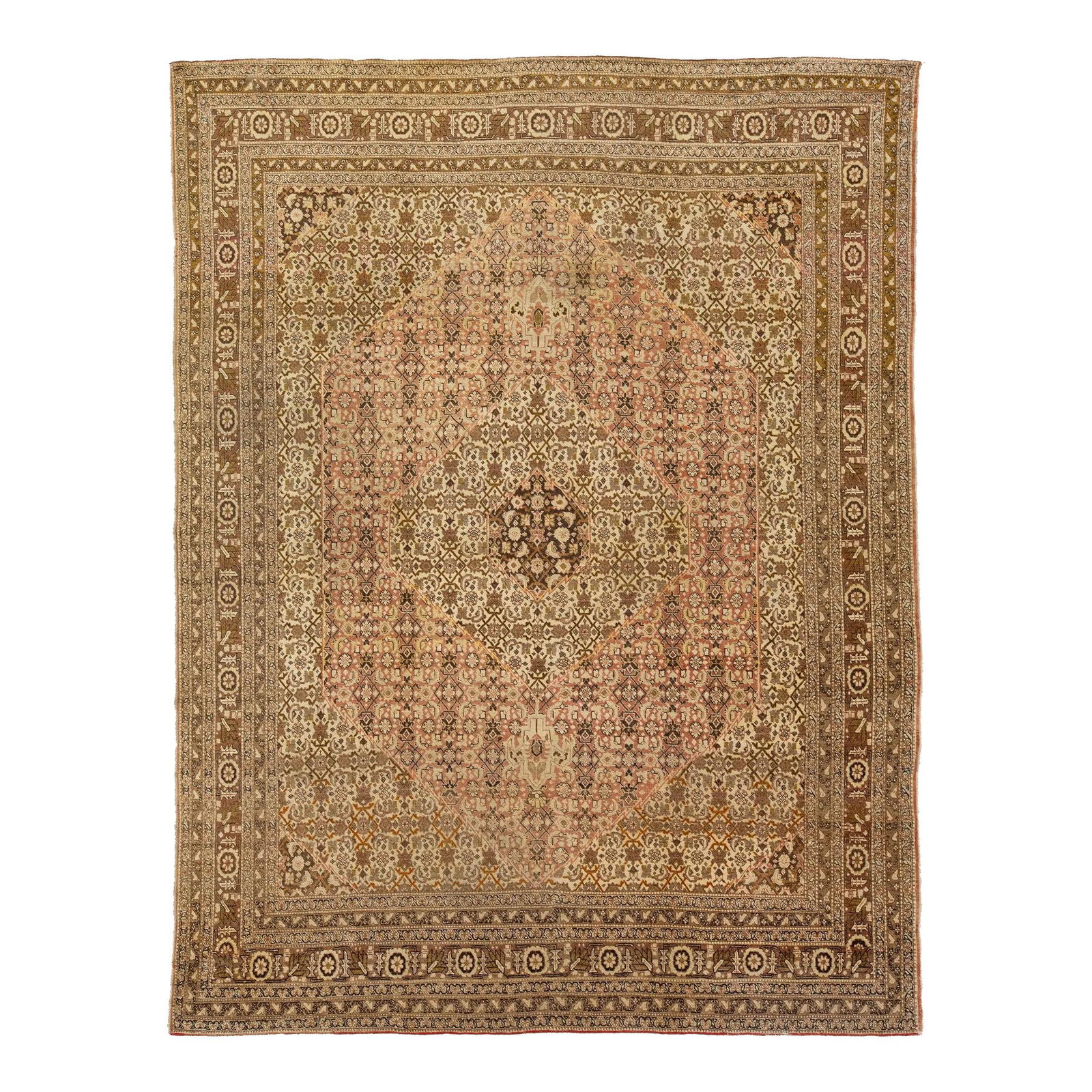 Timeless 1900s Handmade Persian Tabriz Wool Rug Beige Floral 9'6 x 12'5: Timeless 1900s Handmade Persian Tabriz Wool Rug Beige Floral 9'6 x 12'5 Enhance your living space with this exquisite 1900s Handmade Persian Tabriz Wool Rug, featuring a timeless all-over floral patte