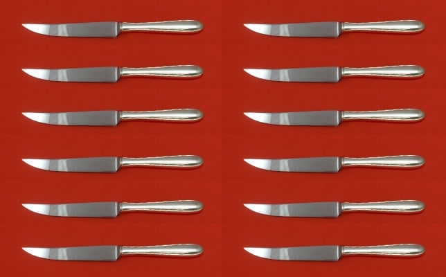 Towle Silver Flutes Set of 12 Sterling Silver Steak Knives 8 1/2": Towle Silver Flutes Set of 12 Sterling Silver Steak Knives 8 1/2" Enhance your dining experience with this exquisite set of 12 Silver Flutes steak knives by Towle. Crafted from high-quality sterling s