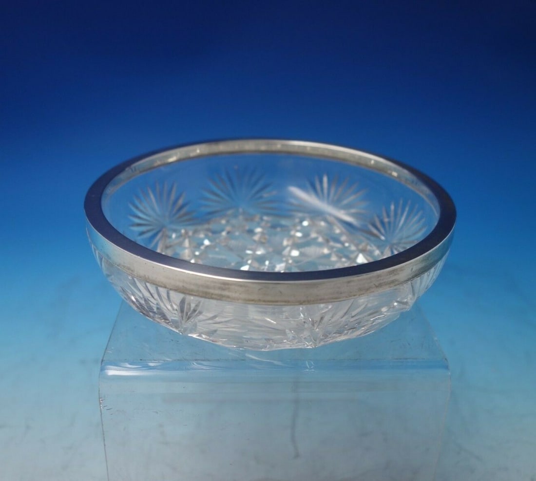 Tiffany & Co Faneuil Sterling Silver Cut Crystal Candy Dish 1910 (1 of 9)