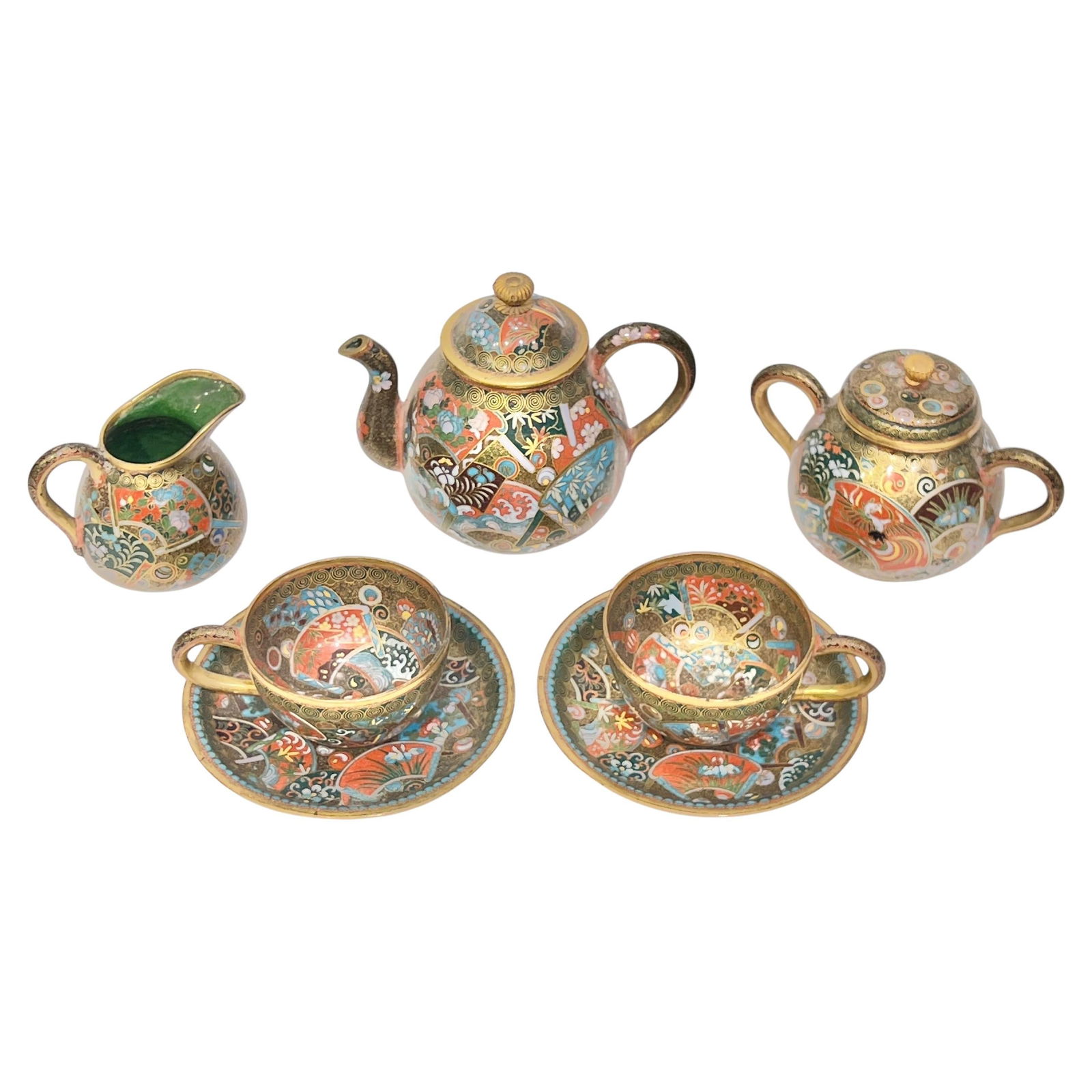 Set of 7 Meiji Period Japanese Cloisonne Tea Service Late 19th Century (1 of 14)