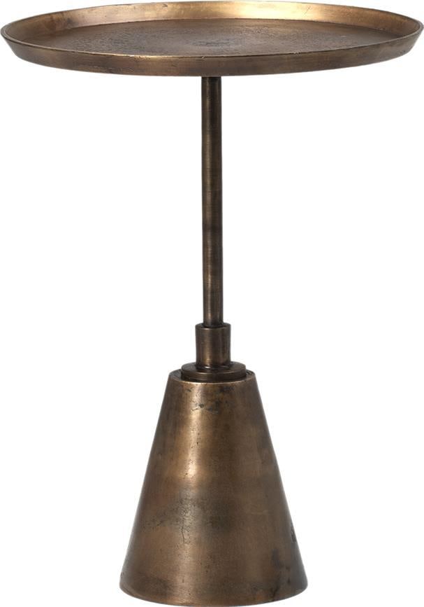 Round Cast Aluminum Pedestal Side Table Sunbury Collection Oil Brass Finish (1 of 1)