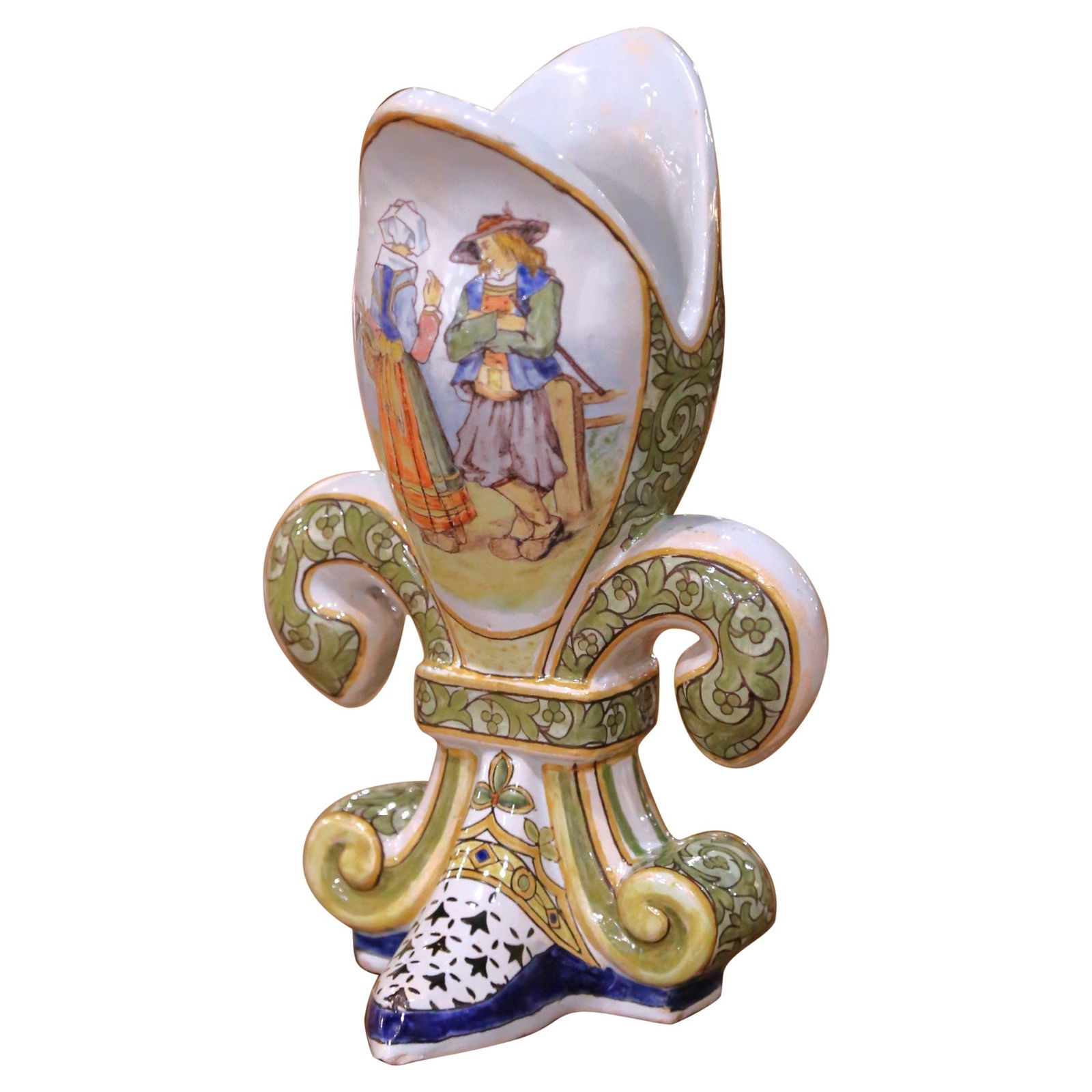 19th Century Porquier-Beau Quimper Faience Fleur-de-Lys Vase (1 of 9)