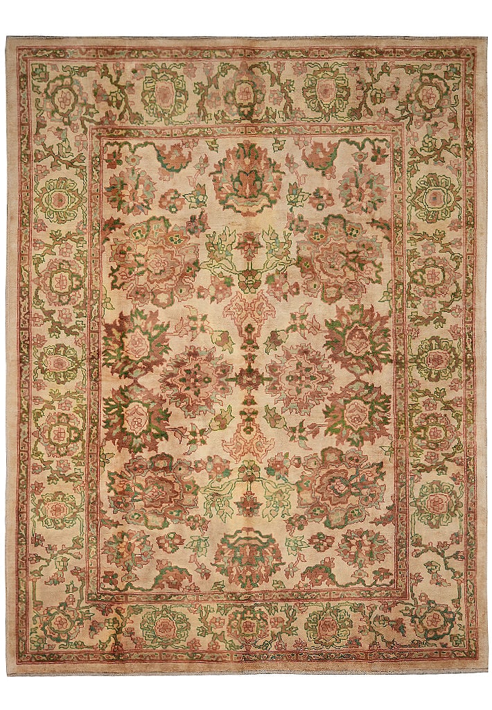 Hand-Knotted Chobi Peshawar Zigler Rug 99 x 127 in Natural Wool Pakistan (1 of 11)