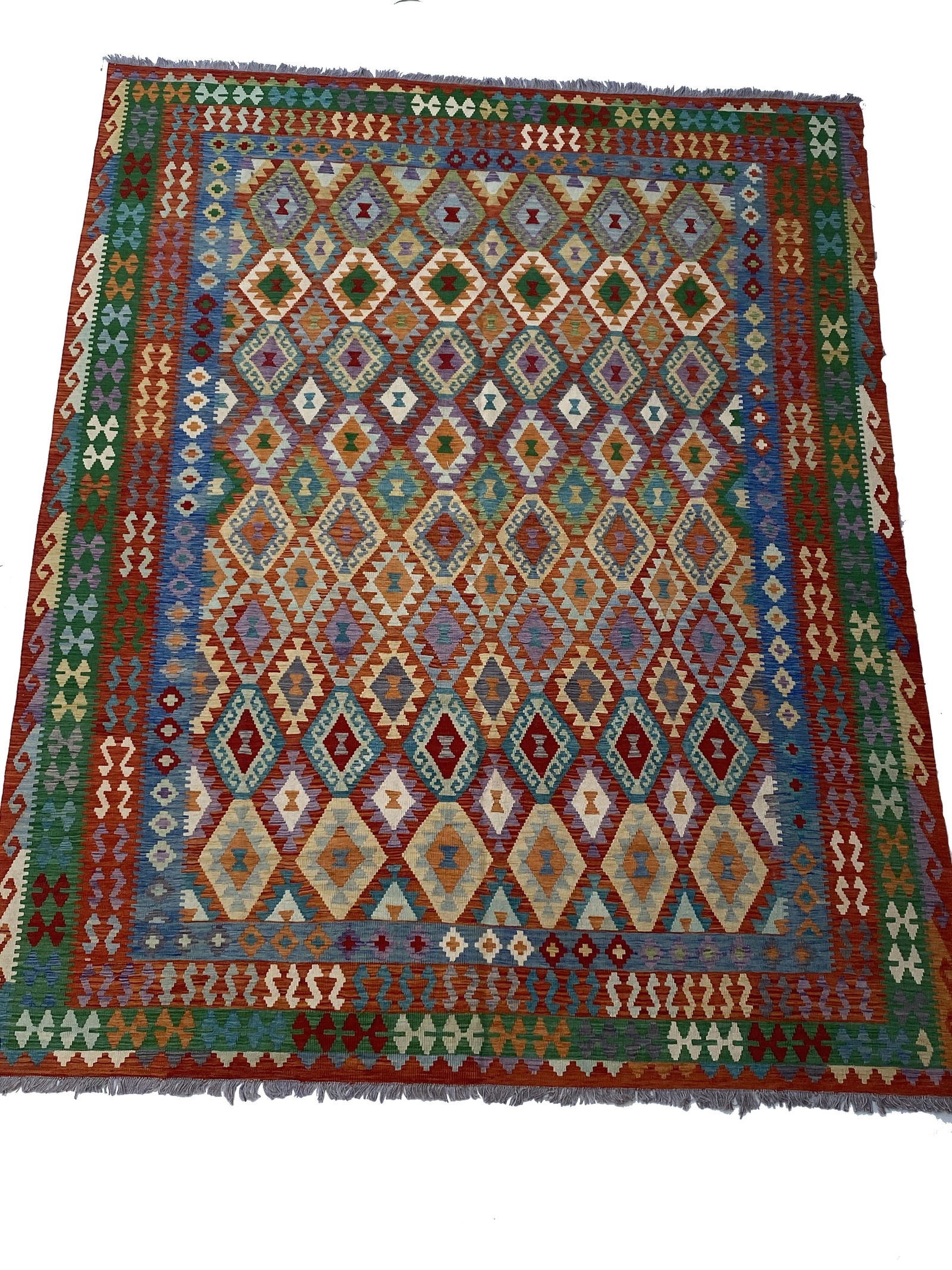 10' x 13' Multi-Color Red Handmade Tribal Kilim Rug from Afghanistan (1 of 7)