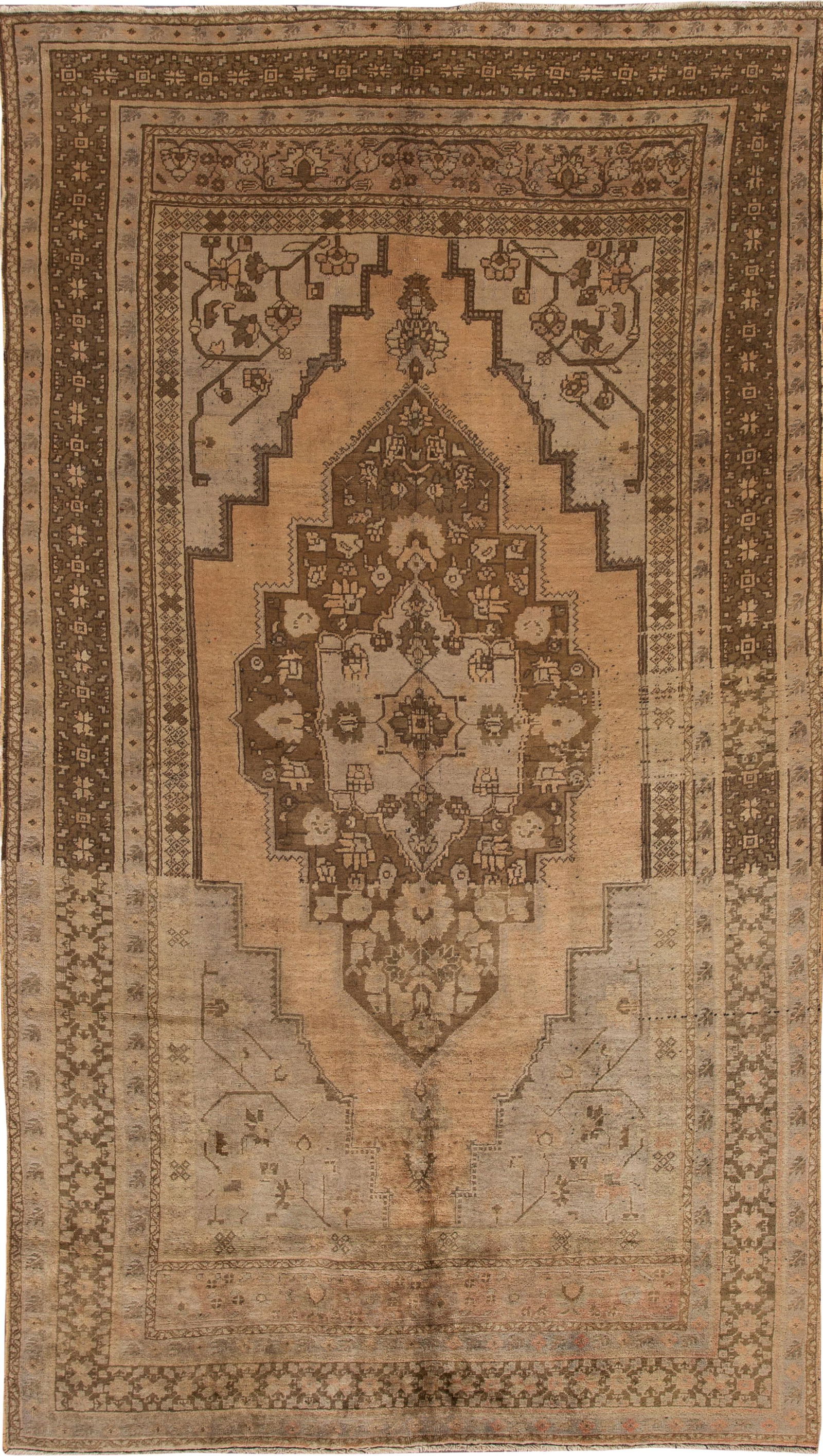 Stunning Antique Khotan Rug 7'1 x 12'6 Wool Tan Handmade (1 of 10)