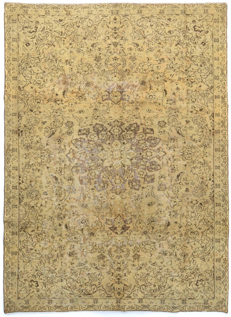 Vintage Hand-Knotted Floral Wool Rug 7'0 x 9'7 Antique Style (1 of 13)