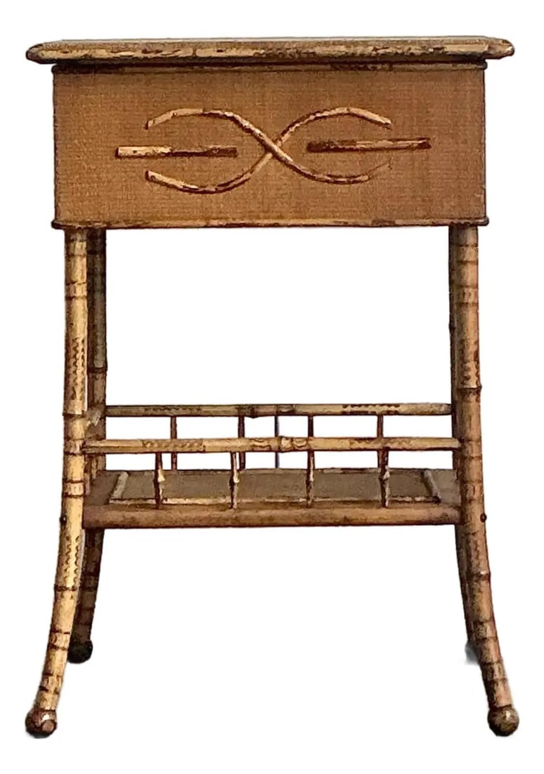 1970s Bohemian Rattan and Bamboo Lidded Pedestal Storage Table (1 of 10)