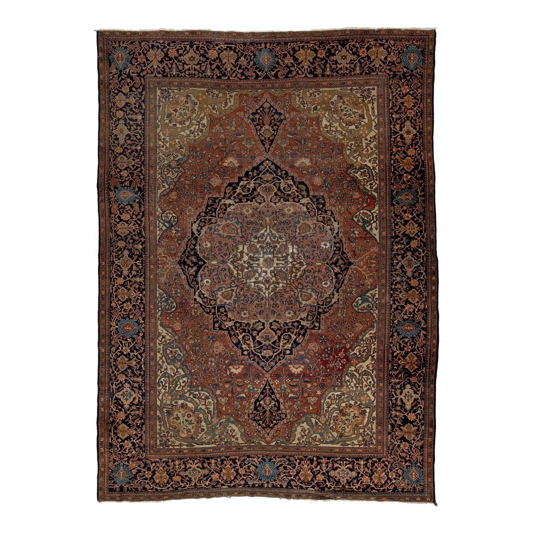 Antique Sarouk Farahan Handmade Wool Medallion Rug 8'3 x 11'6 Red (1 of 10)