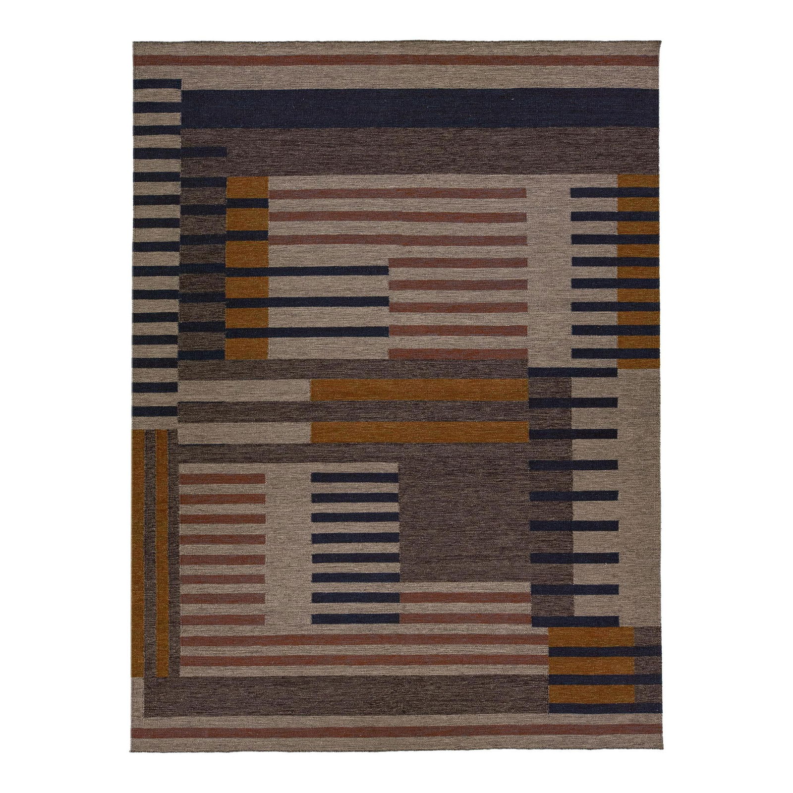 2020s Modern Kilim Wool Rug Geometric Art Deco Design Earthy Tones: 2020s Modern Kilim Wool Rug Geometric Art Deco Design Earthy Tones Discover the charm of this exquisite contemporary Kilim flatweave rug, meticulously crafted from premium wool. Showcasing an elegant
