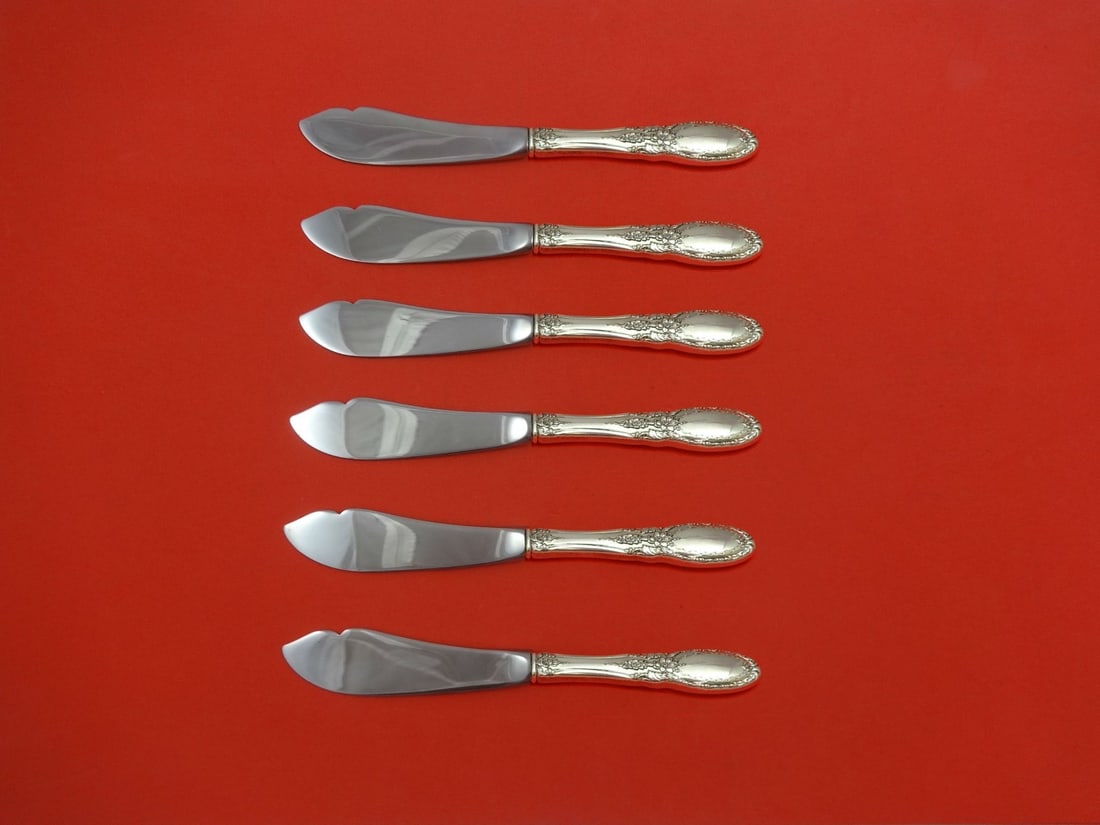 Towle Sterling Silver Old Mirror 6pc Trout Knife Set 7.5 Inch: Towle Sterling Silver Old Mirror 6pc Trout Knife Set 7.5 Inch This exquisite 6-piece Trout Knife Set features the elegant Old Mirror pattern by Towle, crafted from high-quality sterling silver with ho