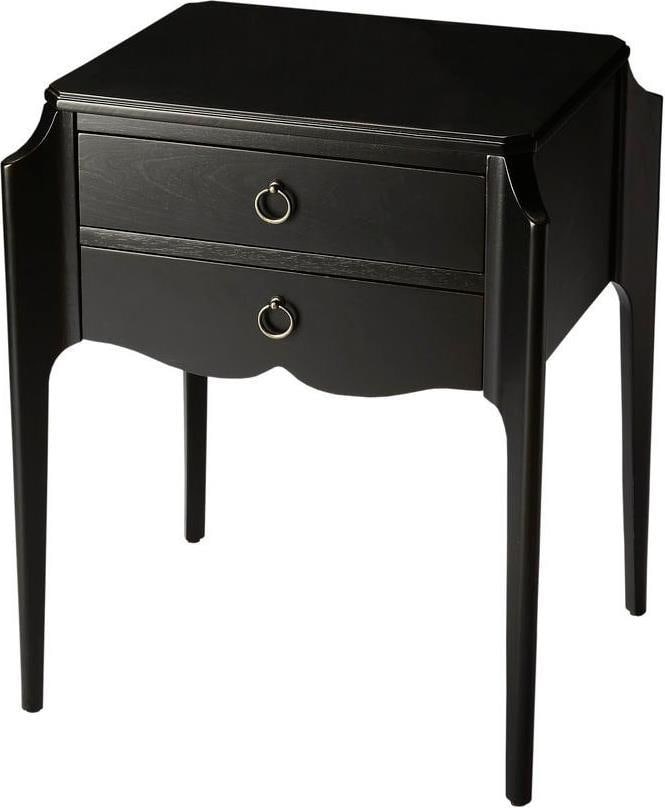 Butler Bold Black Side Table Cherry Veneer Rectangular Nightstand: Butler Bold Black Side Table Cherry Veneer Rectangular Nightstand Enhance your living space with this stylish Bold Black Side Table, featuring a sleek Black Licorice finish. Crafted from a combination