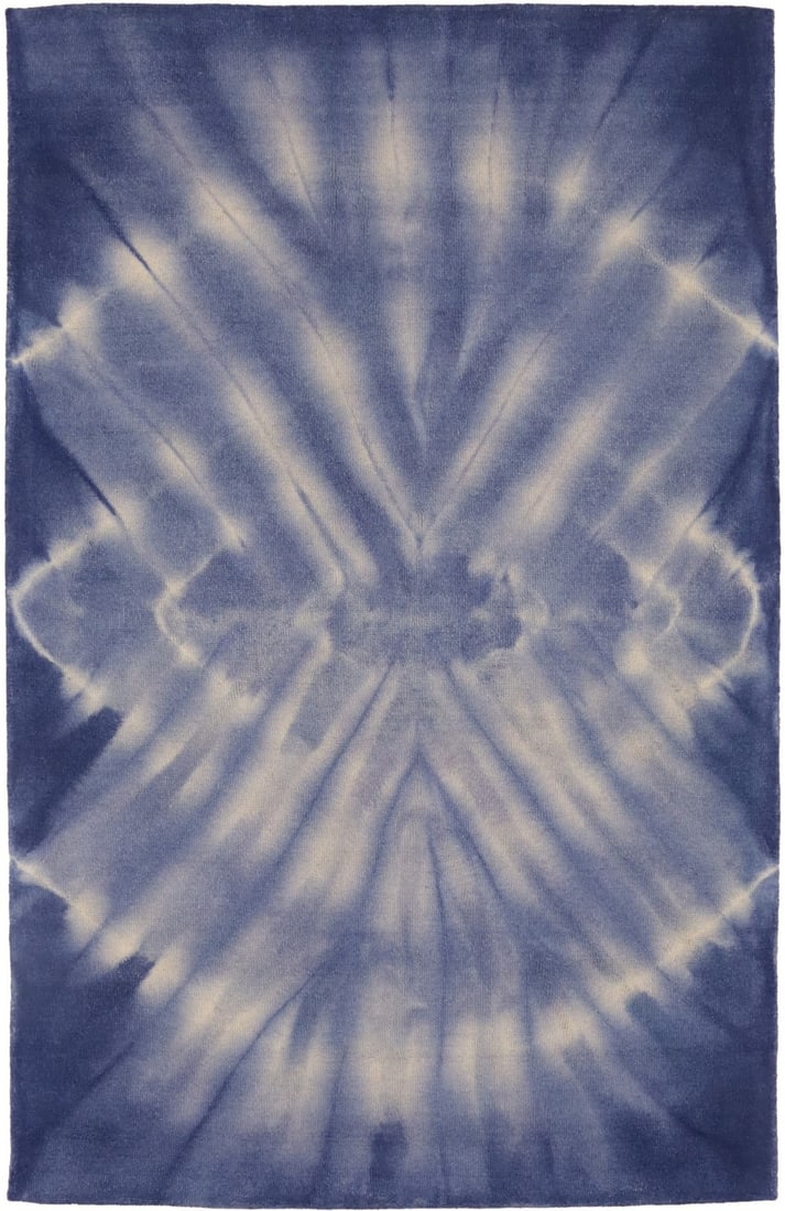 Modern Hand-Tufted Purple-Navy 5x8 Kids Room Rug: Modern Hand-Tufted Purple-Navy 5x8 Kids Room Rug Introduce a splash of color and comfort to your child's space with this stylish Purple-Navy Tie-Dye Design Modern Rug. Hand-tufted from high-quality wo