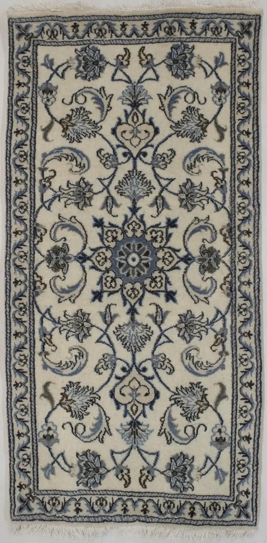 Hand-Knotted Wool Floral Area Rug 2'3 x 4'8 Cream and Light Blue (1 of 12)
