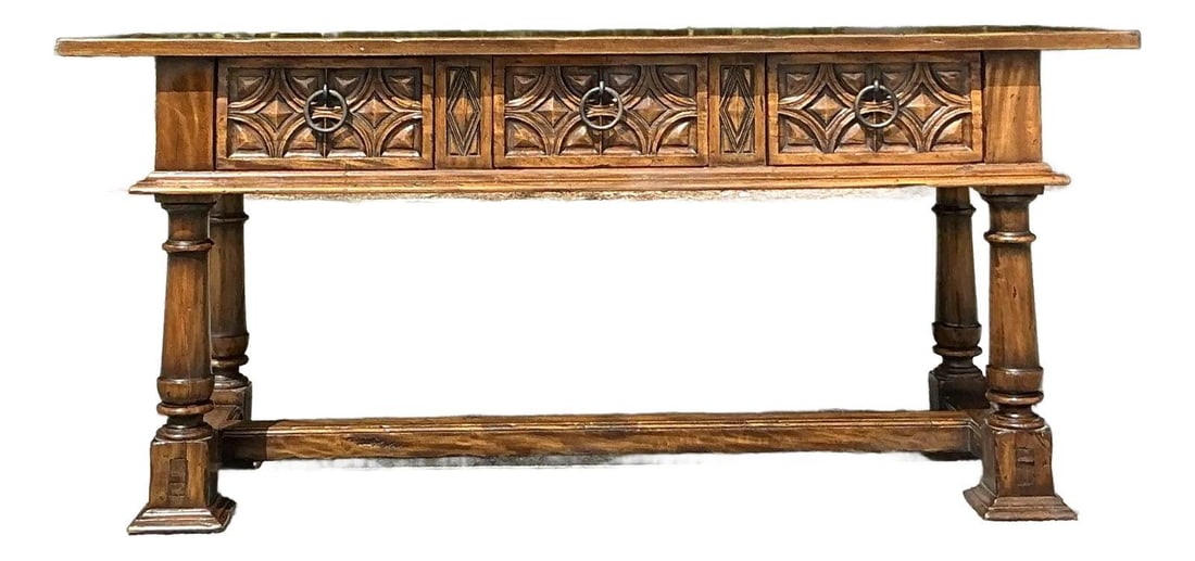 Alphonso Marina Vintage Carved Console Table Boho Design 73.25" (1 of 10)