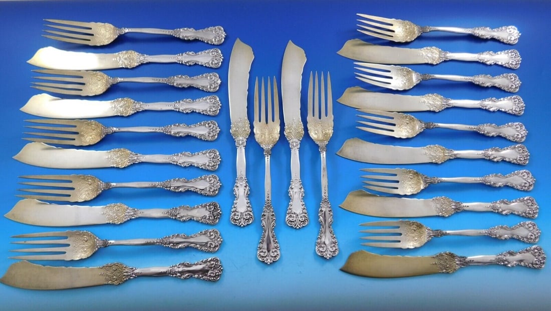 Rare Revere International Sterling Silver Fish Set 24 Pieces (1 of 10)