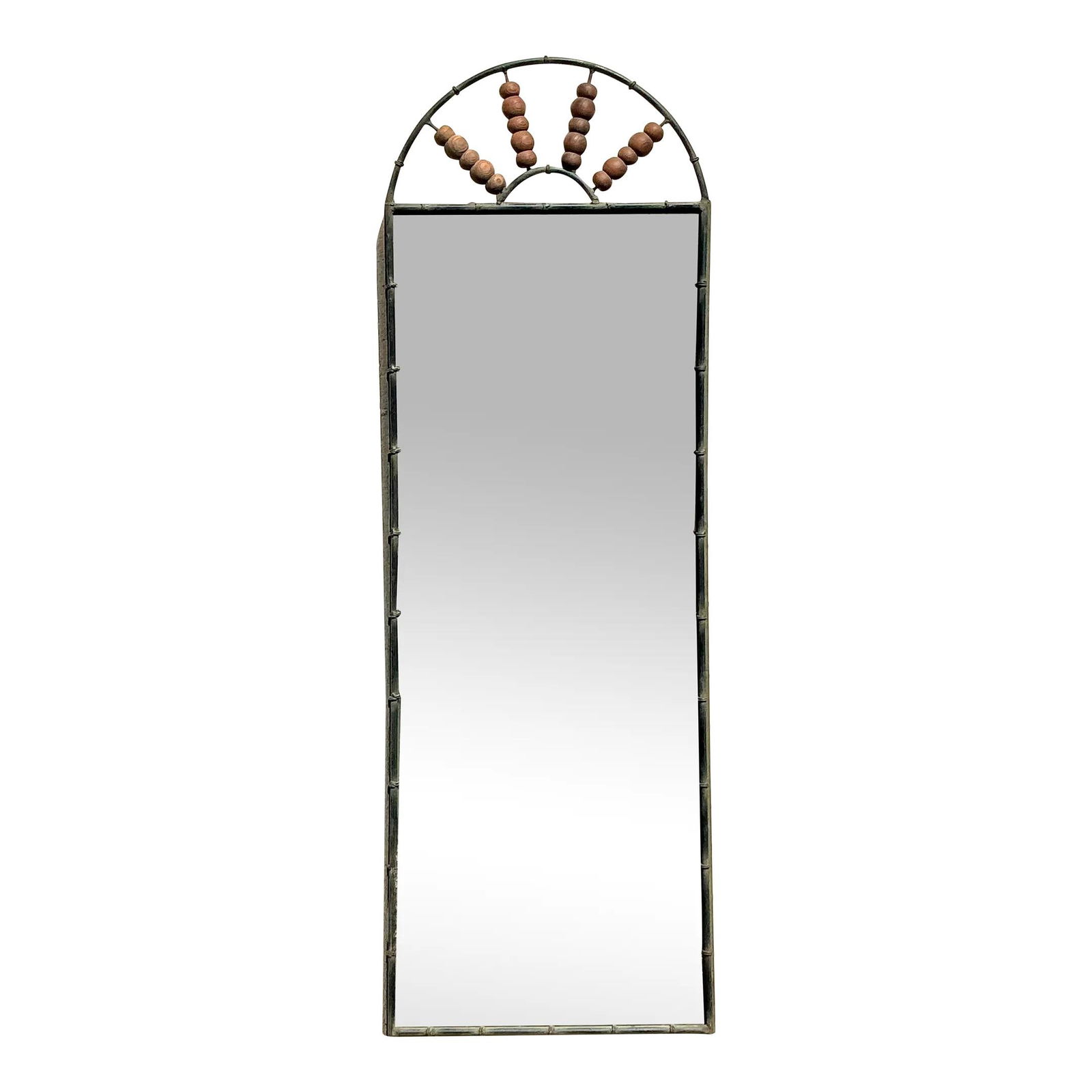 Vintage Boho Arched Toggle Mirror Charcoal Wood Metal 23x68.5: Vintage Boho Arched Toggle Mirror Charcoal Wood Metal 23x68.5 Enhance your home decor with this exquisite Vintage Boho Arched Toggle Mirror. Featuring a distinctive arched frame adorned with toggle-st
