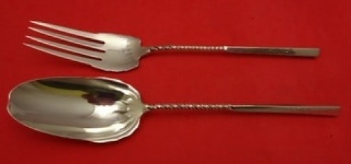 Whiting Square Twist Sterling Silver Salad Serving Set 2-Piece (1 of 2)