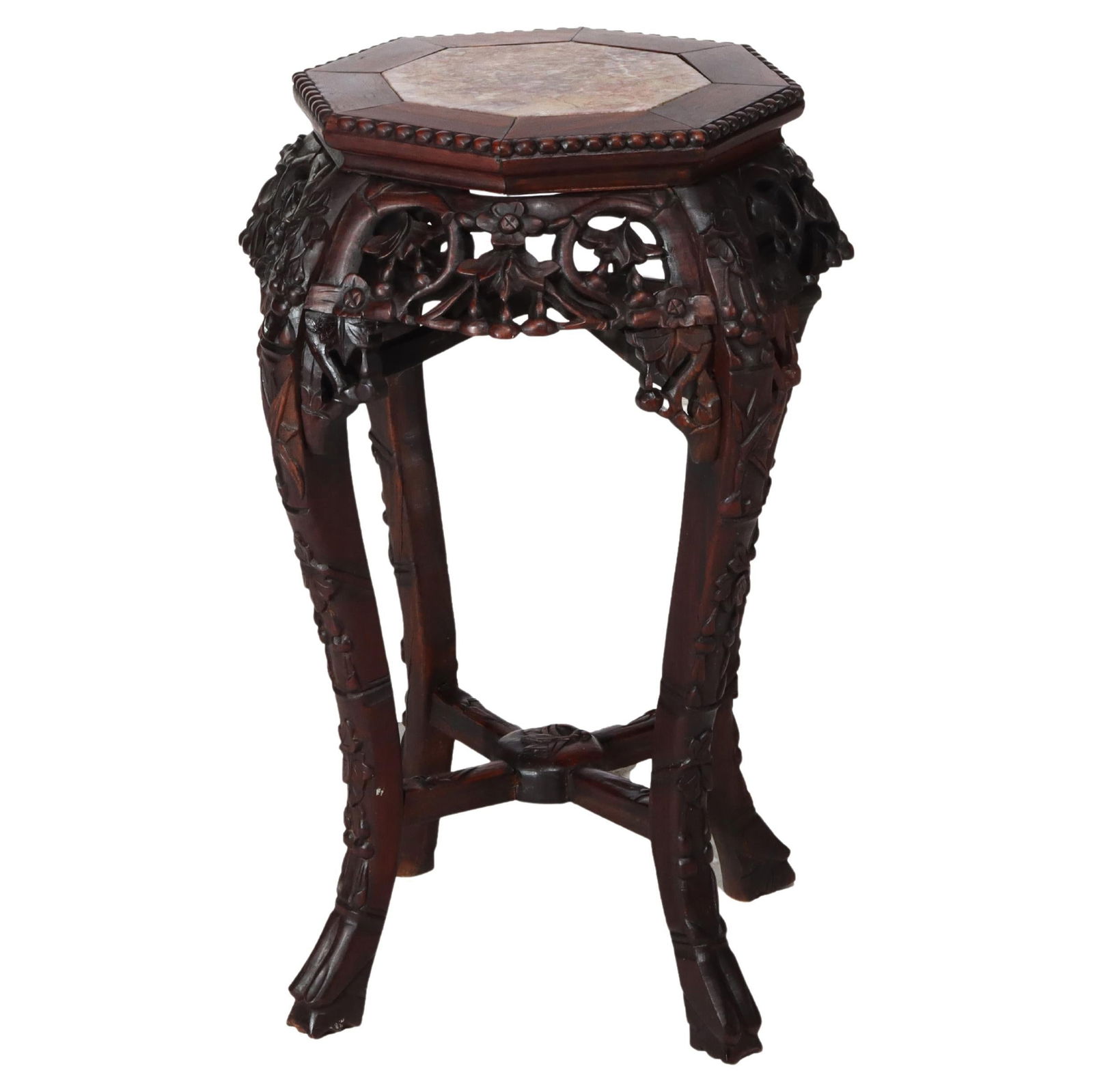 Antique Chinese Hardwood Stand with Rouge Marble Top c1910 (1 of 13)