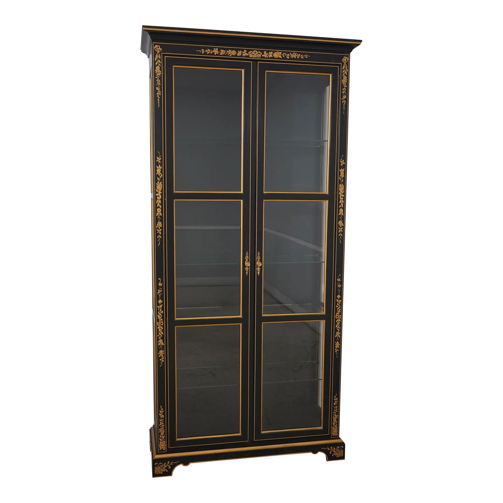 Kindel Black Gold Curio Cabinet with Lighted Interior 87 Inch (1 of 10)