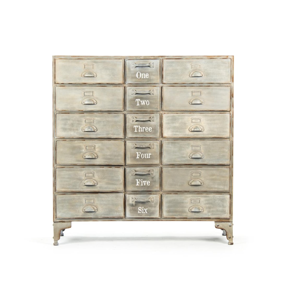 Zentique Oscar Industrial Chest of Drawers Beige Finish: Zentique Oscar Industrial Chest of Drawers Beige Finish Introducing the Oscar Drawer Cabinet, a stunning blend of industrial style with a chic beige finish. This chest of drawers features a height of